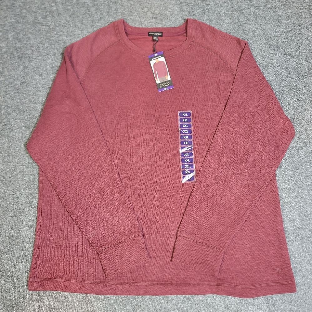 Banana Republic Double Knit Crew Long Sleeve Shirt XXL Burgundy NWT